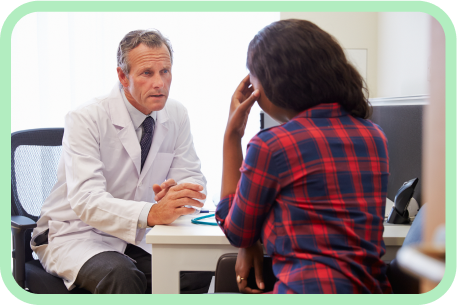 a provider attending to a patient in an office